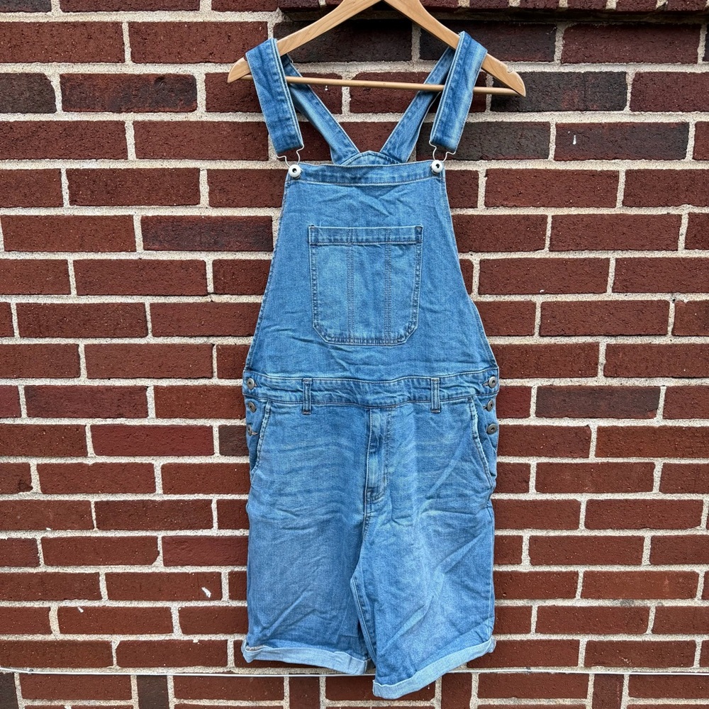 Men’s Forever 21 Stretch Denim Short Overalls Size L